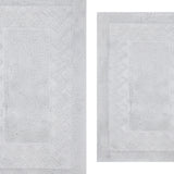 Knightsbridge All Season Traditional Chain Design 2 Piece Cotton Bath Rug Set 17"X24" & 21"X34" White