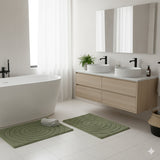Knightsbridge Stylish And Comfortable All Season Traditional Echo Design 2 PC Cotton Bath Rug Set 17"X24" & 21"X34" Sage