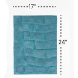 Knightsbridge 2-Piece Cotton Tile Design Bath Rug Set 17"x24" & 21"x34" Aqua