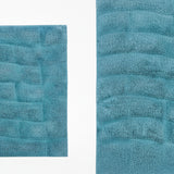 Knightsbridge 2-Piece Cotton Tile Design Bath Rug Set 17"x24" & 21"x34" Aqua