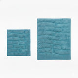 Knightsbridge 2-Piece Cotton Tile Design Bath Rug Set 17"x24" & 21"x34" Aqua