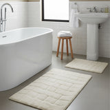 Knightsbridge 2Pc Luxury Cotton Tile Design Bath Rug Set 17"x24" & 21"x34" Ivory