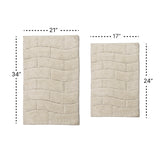 Knightsbridge 2Pc Luxury Cotton Tile Design Bath Rug Set 17"x24" & 21"x34" Ivory