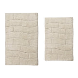 Knightsbridge 2Pc Luxury Cotton Tile Design Bath Rug Set 17"x24" & 21"x34" Ivory