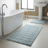 Knightsbridge Stylish Comfortable Traditional New Tile Design 2 PC Cotton Bath Rug Set 17" X 24" & 21" X 34" Light Blue