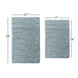 Knightsbridge Stylish Comfortable Traditional New Tile Design 2 PC Cotton Bath Rug Set 17" X 24" & 21" X 34" Light Blue