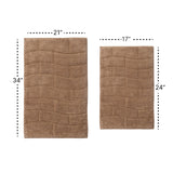 Knightsbridge Stylish Comfortable Traditional New Tile Design 2 PC Cotton Bath Rug Set 17" X 24" & 21" X 34" Natural