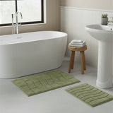 Knightsbridge Stylish Comfortable Traditional New Tile Design 2 PC Cotton Bath Rug Set 17" X 24" & 21" X 34" Sage