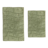 Knightsbridge Stylish Comfortable Traditional New Tile Design 2 PC Cotton Bath Rug Set 17" X 24" & 21" X 34" Sage