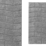 Knightsbridge Stylish Comfortable Traditional New Tile Design 2 PC Cotton Bath Rug Set 17" X 24" & 21" X 34" Silver