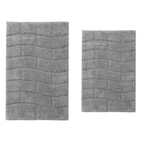 Knightsbridge Stylish Comfortable Traditional New Tile Design 2 PC Cotton Bath Rug Set 17" X 24" & 21" X 34" Silver