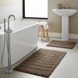 Knightsbridge Stylish Comfortable Traditional New Tile Design 2 PC Cotton Bath Rug Set 17" X 24" & 21" X 34" Stone