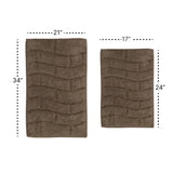 Knightsbridge Stylish Comfortable Traditional New Tile Design 2 PC Cotton Bath Rug Set 17" X 24" & 21" X 34" Stone