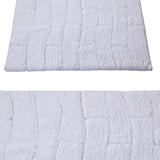 Knightsbridge 2PC Cotton Bath Rug Set Non-Slip Tile Design 17"x24" & 21"x34" White