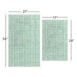 Knightsbridge Stylish And Comfortable All Season Traditional Summer Tile Design 2 PC Cotton Bath Rug Set 17"X24" & 21"X34" Sage