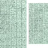 Knightsbridge Stylish And Comfortable All Season Traditional Summer Tile Design 2 PC Cotton Bath Rug Set 17"X24" & 21"X34" Sage