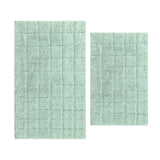 Knightsbridge Stylish And Comfortable All Season Traditional Summer Tile Design 2 PC Cotton Bath Rug Set 17"X24" & 21"X34" Sage