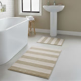 Knightsbridge Stylish Comfortable Traditional Wide Cut Design 2 PC Cotton Bath Rug Set 17" X 24" & 21" X 34" Ivory