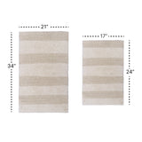 Knightsbridge Stylish Comfortable Traditional Wide Cut Design 2 PC Cotton Bath Rug Set 17" X 24" & 21" X 34" Ivory