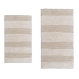 Knightsbridge Stylish Comfortable Traditional Wide Cut Design 2 PC Cotton Bath Rug Set 17" X 24" & 21" X 34" Ivory