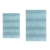 Knightsbridge Stylish Comfortable Traditional Wide Cut Design 2 PC Cotton Bath Rug Set 17" X 24" & 21" X 34" Light Blue
