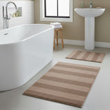 Knightsbridge 2PC Reversible Cotton Bath Rug Set Wide-Cut Design 17"x24" & 21"x34" Natural