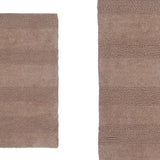 Knightsbridge 2PC Reversible Cotton Bath Rug Set Wide-Cut Design 17"x24" & 21"x34" Natural