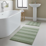 Knightsbridge Stylish Comfortable Traditional Wide Cut Design 2 PC Cotton Bath Rug Set 17" X 24" & 21" X 34" Sage