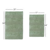 Knightsbridge Stylish Comfortable Traditional Wide Cut Design 2 PC Cotton Bath Rug Set 17" X 24" & 21" X 34" Sage