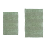 Knightsbridge Stylish Comfortable Traditional Wide Cut Design 2 PC Cotton Bath Rug Set 17" X 24" & 21" X 34" Sage