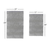 Knightsbridge Stylish Comfortable Traditional Wide Cut Design 2 PC Cotton Bath Rug Set 17" X 24" & 21" X 34" Silver
