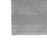 Knightsbridge Stylish Comfortable Traditional Wide Cut Design 2 PC Cotton Bath Rug Set 17" X 24" & 21" X 34" Silver