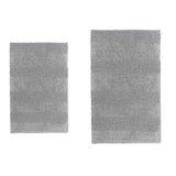 Knightsbridge Stylish Comfortable Traditional Wide Cut Design 2 PC Cotton Bath Rug Set 17" X 24" & 21" X 34" Silver