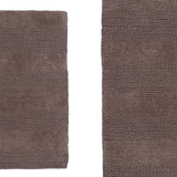 Knightsbridge 2PC Reversible Cotton Bath Rug Set Wide-Cut Design 17"x24" & 21"x34" Stone