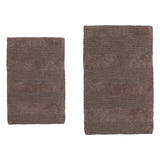 Knightsbridge 2PC Reversible Cotton Bath Rug Set Wide-Cut Design 17"x24" & 21"x34" Stone