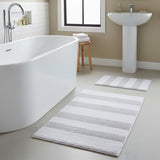 Knightsbridge Cotton Traditional Wide Cut Design Bath Elegant Rug Set 2-Piece White