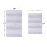 Knightsbridge Cotton Traditional Wide Cut Design Bath Elegant Rug Set 2-Piece White