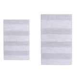 Knightsbridge Cotton Traditional Wide Cut Design Bath Elegant Rug Set 2-Piece White