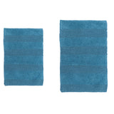 Knightsbridge Stylish Comfortable Traditional Wide Cut Design 2 PC Cotton Bath Rug Set 20" X 30" & 24" X 40" Aqua