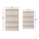 Knightsbridge Stylish Comfortable Traditional Wide Cut Design 2 PC Cotton Bath Rug Set 20" X 30" & 24" X 40" Ivory
