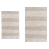Knightsbridge Stylish Comfortable Traditional Wide Cut Design 2 PC Cotton Bath Rug Set 20" X 30" & 24" X 40" Ivory