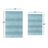 Knightsbridge 2-Piece 100% Cotton Wide Cut Bath Rug Set 20"x30" & 24"x40" Light Blue