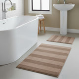 Knightsbridge Stylish Comfortable Traditional Wide Cut Design 2 PC Cotton Bath Rug Set 20" X 30" & 24" X 40" Natural