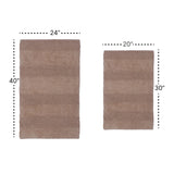 Knightsbridge Stylish Comfortable Traditional Wide Cut Design 2 PC Cotton Bath Rug Set 20" X 30" & 24" X 40" Natural