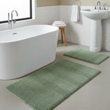 Knightsbridge Stylish Comfortable Traditional Wide Cut Design 2 PC Cotton Bath Rug Set 20" X 30" & 24" X 40" Sage