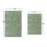 Knightsbridge Stylish Comfortable Traditional Wide Cut Design 2 PC Cotton Bath Rug Set 20" X 30" & 24" X 40" Sage