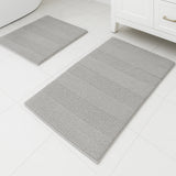 Knightsbridge 2-Piece 100% Cotton Wide Cut Bath Rug Set 20"x30" & 24"x40" Silver