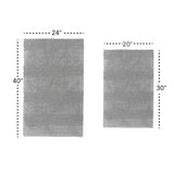 Knightsbridge 2-Piece 100% Cotton Wide Cut Bath Rug Set 20"x30" & 24"x40" Silver