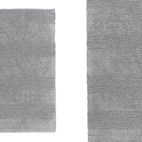 Knightsbridge 2-Piece 100% Cotton Wide Cut Bath Rug Set 20"x30" & 24"x40" Silver