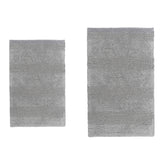 Knightsbridge 2-Piece 100% Cotton Wide Cut Bath Rug Set 20"x30" & 24"x40" Silver